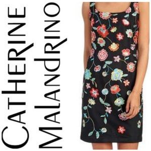 CATHERINE MALANDRINO Floral Embroidered Dress Sz M
